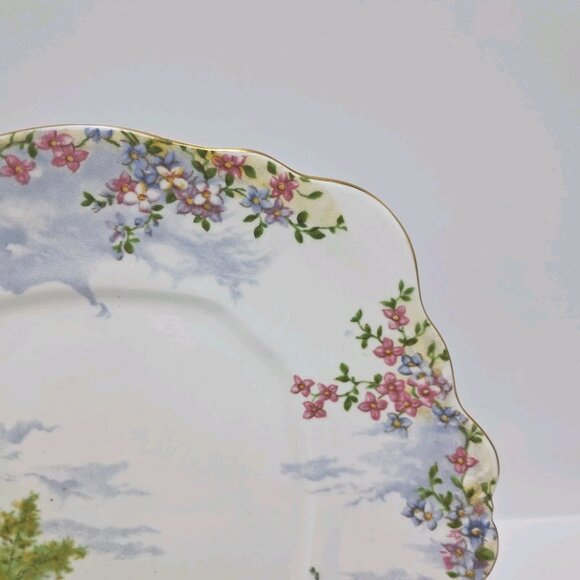 Royal Albert England Bone China Kentish Rockery Square Handle Cake Plate - Picture 4 of 8
